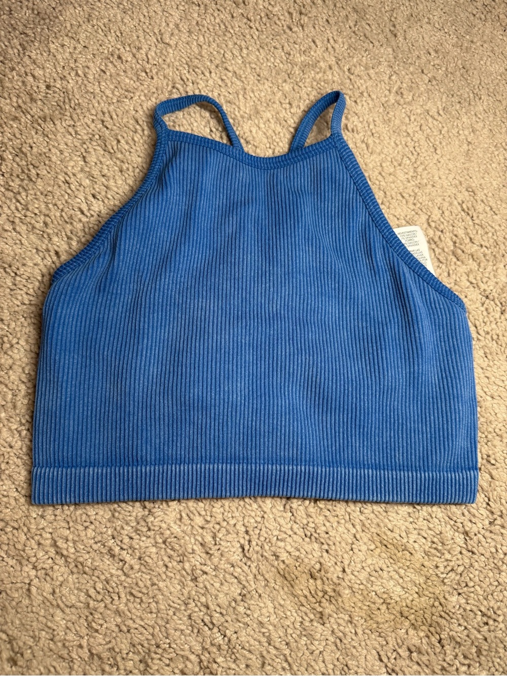 JoyLab Cornflower Blue Ribbed Halter Crop Top